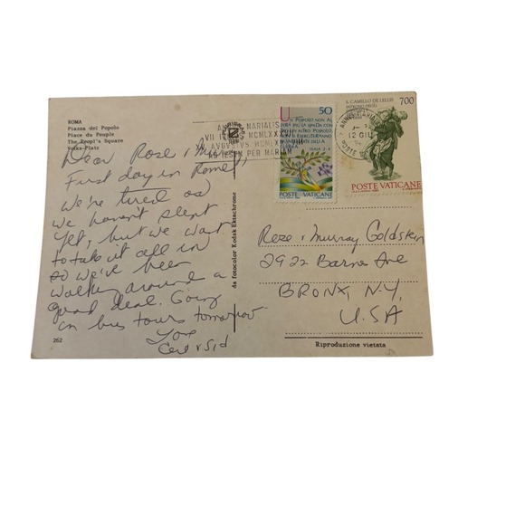 Vintage Piazza del Popolo Rome Italy Postcard Mid-Century Cityscape Scene - Picture 2 of 2